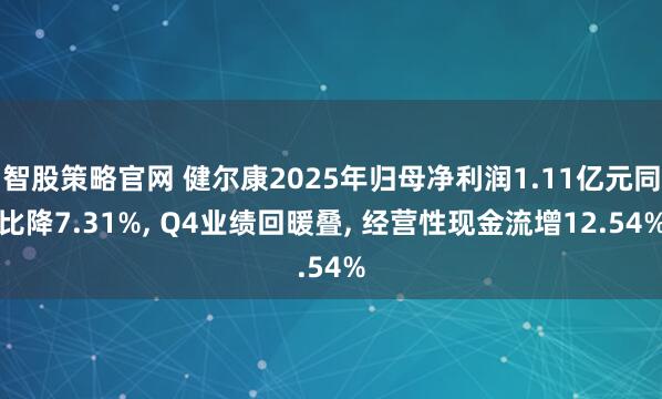 智股策略官网 健尔康2025年归母净利润1.11亿元同比降7.31%, Q4业绩回暖叠, 经营性现金流增12.54%