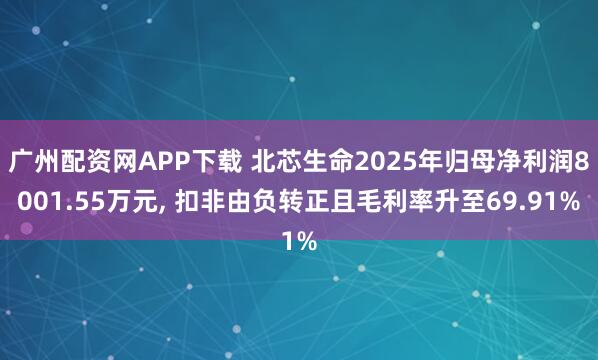 广州配资网APP下载 北芯生命2025年归母净利润8001.55万元, 扣非由负转正且毛利率升至69.91%